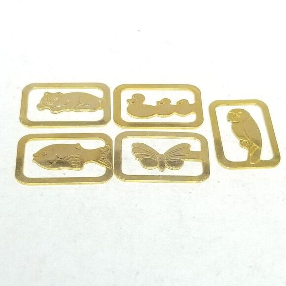 Vintage Animal Bookmarks, Gold Tone Made in Italy Set of 5, Book Lover Reader - Picture 7 of 7